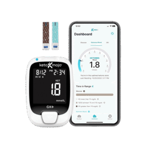KETO-MOJO GK+ Kit de prueba Bluetooth de glucosa y cetona + aplicación gratuita para el manejo de cetosis y diabetes.